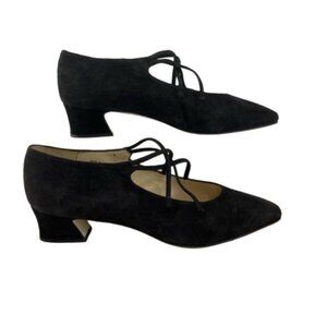 Career Moves Avila Vintage 90s Suede Ballerina Block Heel Shoes
